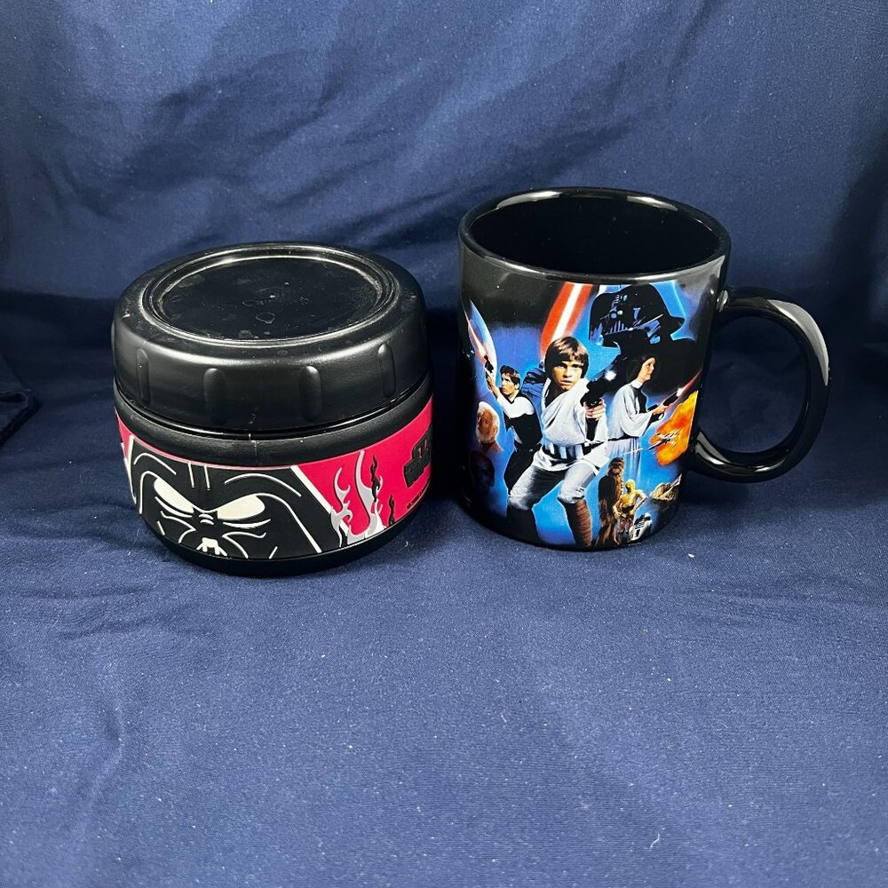 Star Wars Coffee Mug & Thermos Set - Darth Vader Design - Durable Plastic & Cera - Picture 1 of 3